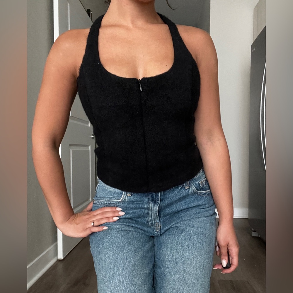 Zara Black Textured Tank Top